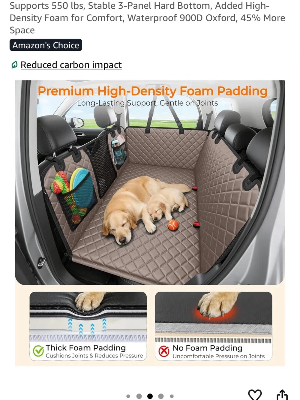 SUV Car Back Seat Extender Dog Seat Cover quilted protect Beige
